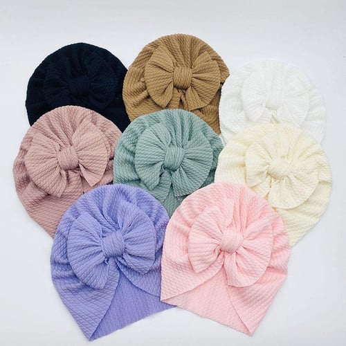 Lovely Bowknot Knitted Baby Hat Cute Solid Color Baby Girls Boys Hat Turban  Soft Newborn Infant