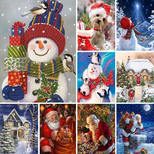 5D DIY DIAMOND Art Table Decor Scenery Snowman Christmas Decor