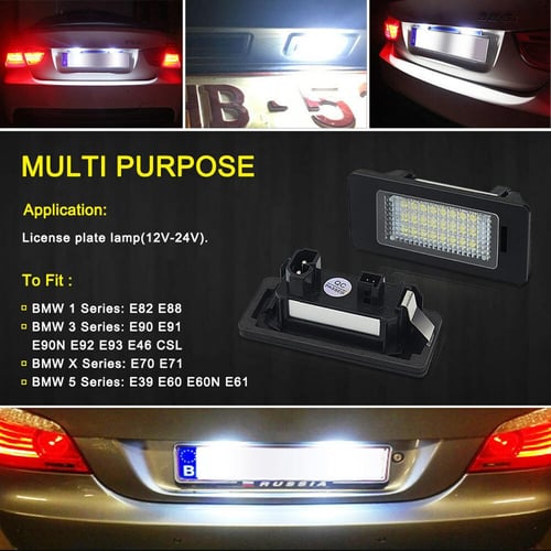 2x Led 6000k White License Plate Light For BMW E90 E92 E39 E60 E61