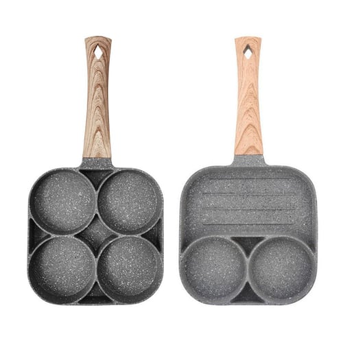 1pc, 4 Holes Frying Pan, Non-Stick Cast Iron Skillet, Egg Fry Pan