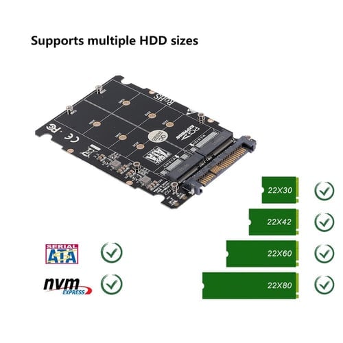 NGFF M.2 to SATA3 Adapter Card,SATA III 6Gbps to M2 SSD Converter Adapter  Card Compatible with 2230/2242/2260/2280mm B-key & B+M Key SATA Bus M2 SSD  