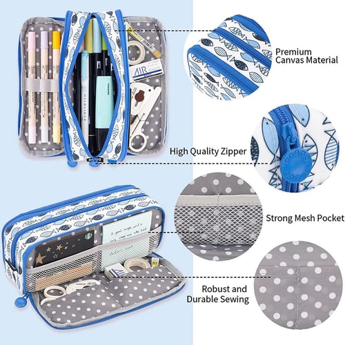 Double Layer Canvas Pencil Case Multi-functional Portable