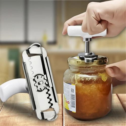 1pc, Adjustable Bottle Jar Can Stainless Steel Opener Bottle Cap Revomer  Can Lid Gripper For Round Jar Kitchen Gadgets