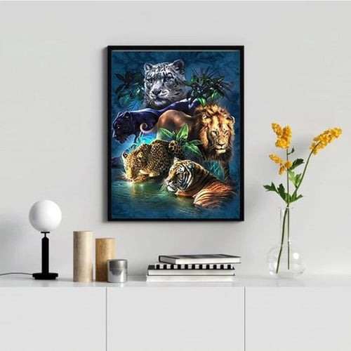 4 Adult 5d Diamond Painting Kits, Full Diamond Cat Liger Animal Diamond Art  Home Wall Decor