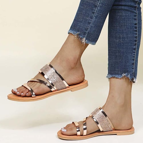 Big Size 35-44 Women Fashion Summer Slippers Casual PU Leather