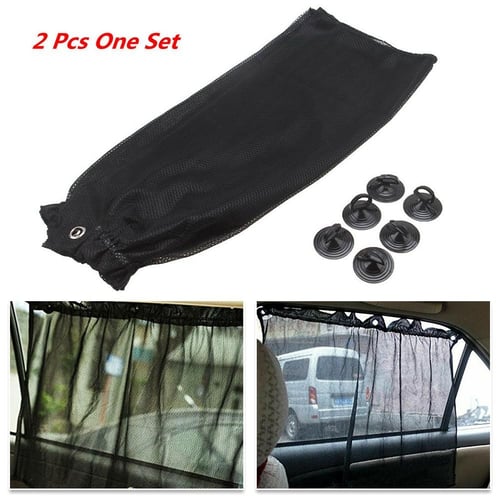 2pcs 50cm Car Sun Shade Side Window Curtain Auto Foldable Uv Protection  Accessories Black Pure Cloth Auto Accessories