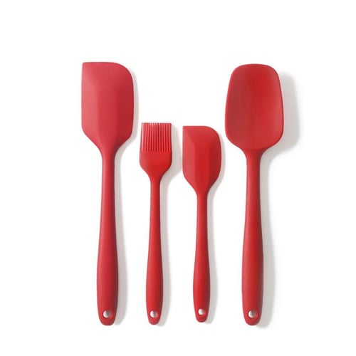 2pcs Flexible Silicone Spatula Heat Resistant Non Stick for Cooking Baking Red | Harfington