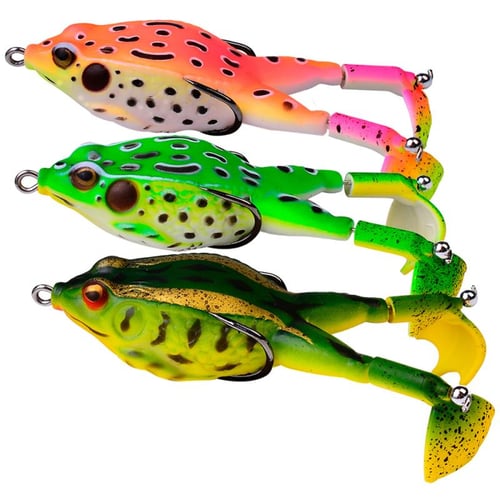 Topwater Frog Lure Bass Trout Fishing Lures Kit Set Realistic Prop Frog  Soft Swimbait Floating Bait with Weedless Hooks for Freshwater Saltwater