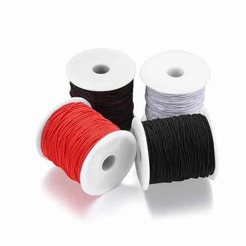 2 Rolls 1.0mm Handmade Elastic Cord Diy Bead Stretch Thread String Rope  Jewelry Making Material (100m/roll, Black)