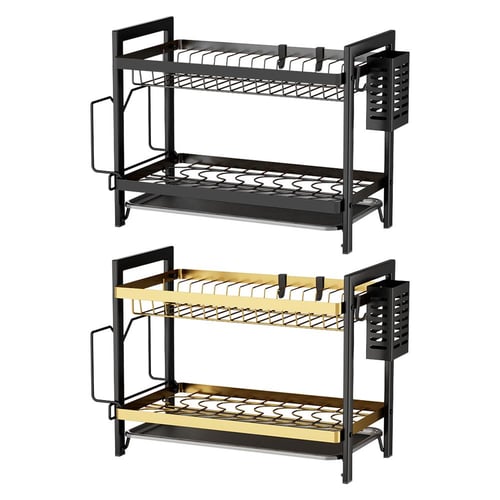 2 Tier 85cm Black Metal Kitchen Storage Racks Basket Organizer Over Sink  Dish Drying Rack - China Dish Rack and Kitchen Rack price