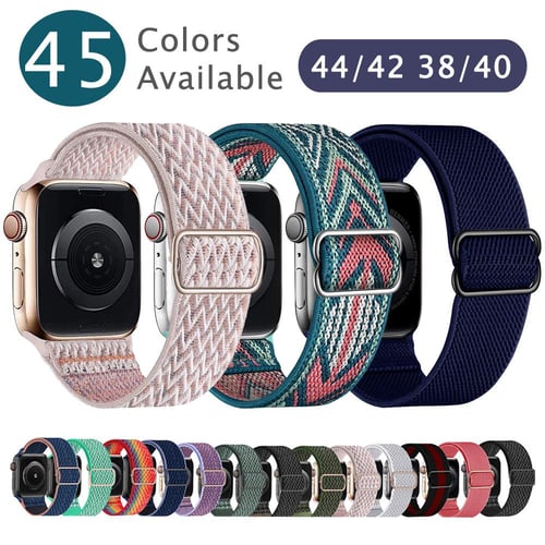 Braided Solo Loop for Apple Watch Band 44mm 40mm 45mm 41mm 38mm 42mm  Elastic Nylon Belt Bracelet iWatch Serie 3 4 5 SE 6 7 -Black and White