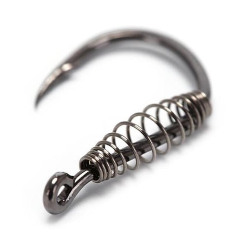 10pcs Stainless Steel Fishing Hooks With Spring Barbed Swivel Carp Fishhook  For Pulling Baits Hook Size 5 