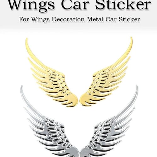 Silver Auto Accessory Angel Hawk Wings Chrome Metal Emblem Sticker Logo  Decor