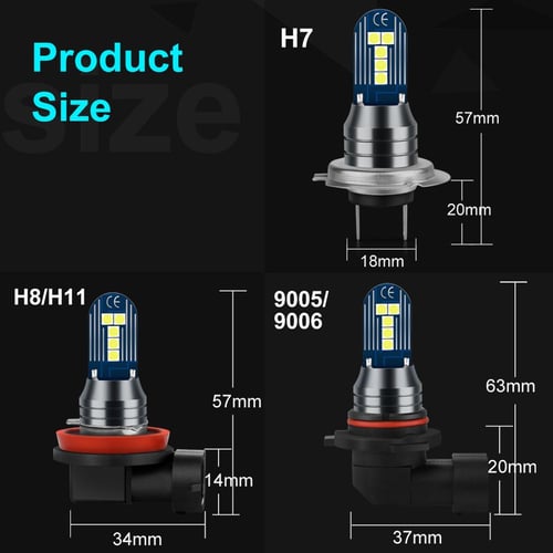 2pcs H8 H11 Led HB4 9006 HB3 9005 H7 3030 24smd Fog Lights Bulbs Car Driving