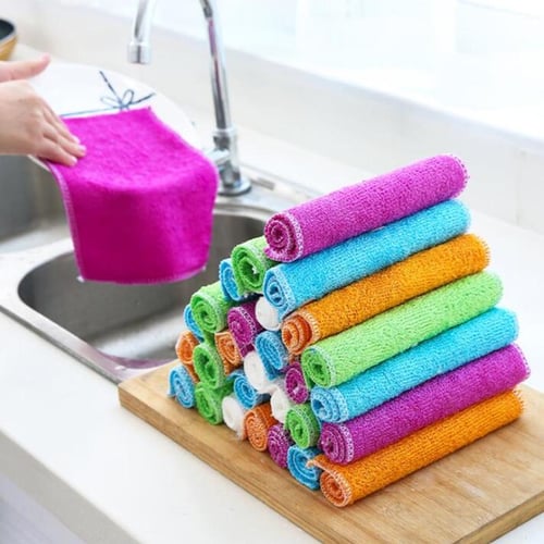 1/3Pcs Bamboo Charcoal Towel Kitchen Soft Fluff Rags Non-Stick Oil