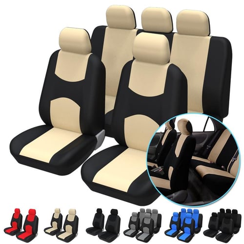 Full Set Universal 5-seats Car SUV Seat Cover Accessories Beige