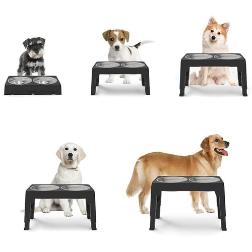Dog Double Bowls Stand Adjustable Height Pet Feeding Dish Bowl Medium Big Dog  Elevated Food Water Feeders Lift Table for Dogs