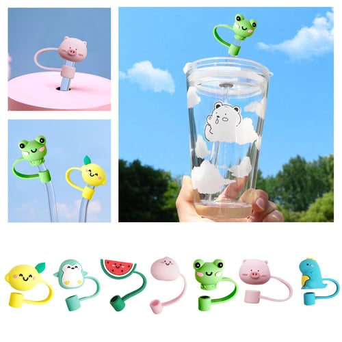 12 Pcs Animals Silicone Straw Covers Cap Reusable Straw Tip Covers