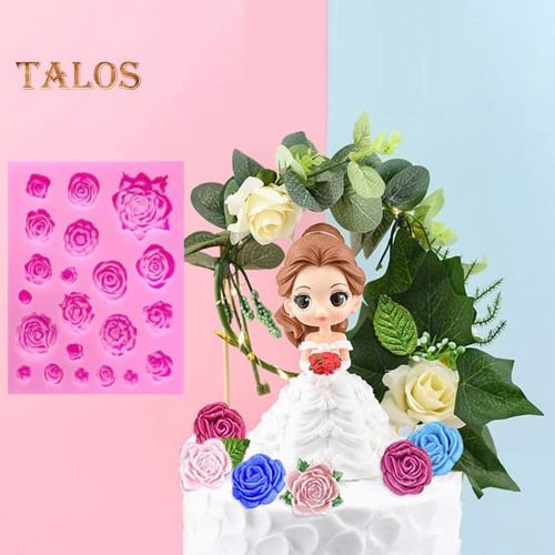 2 Pieces 6-cavity Silicone Flowers Shaped Molds Silicone Rose Flower Shaped  Baking Molds Non Stick Silicone Jumbo Rose Molds