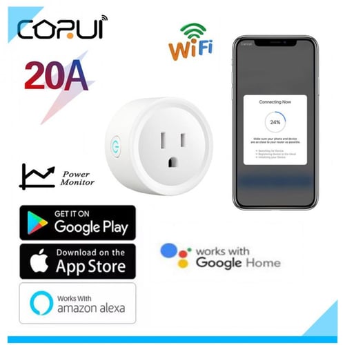 CoRui 20A EU Plug WIFI Bluetooth Wireless Remote Socket Smart