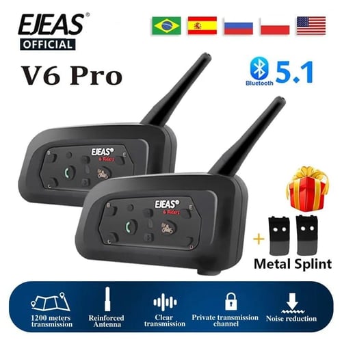 EJEAS V6 PRO Bluetooth Intercom Headset with 1200M BT Interphone  Communicator 