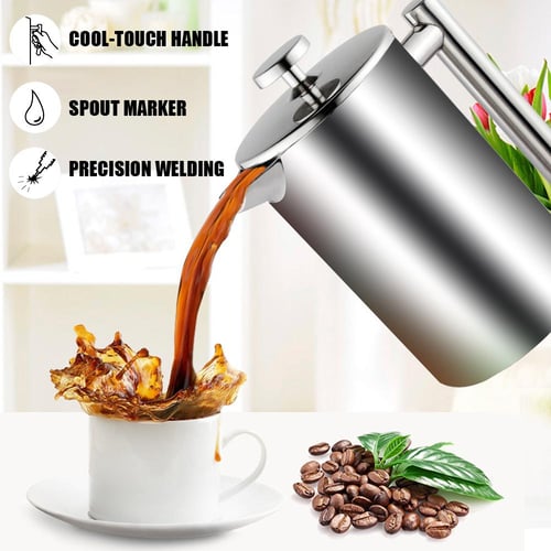 Best French Press Coffee Maker - Double Wall 304 Stainless Steel - Keeps  Brewed Coffee or Tea Hot-3 size with sealing clip/Spoon