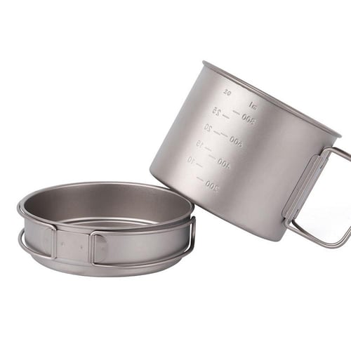 Titanium Cookware Set Titanium Pot Camping Pan 2.8L Pot with 1.1L Pan for  Outdoor Camping Backpacking Hiking Picnic Cooking