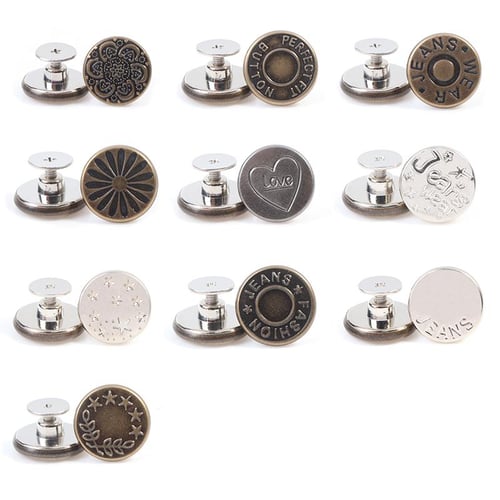 12 Sets Adjustable Buttons for Jeans, 20mm No Sew Instant Metal