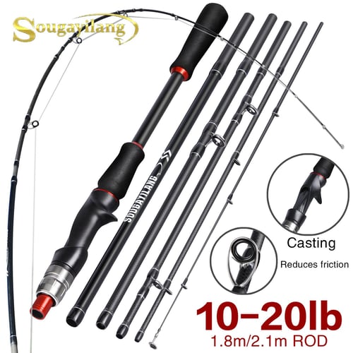 Sougayilang Portable 6 Section Fishing Rod Reel Set M Power Carbon F