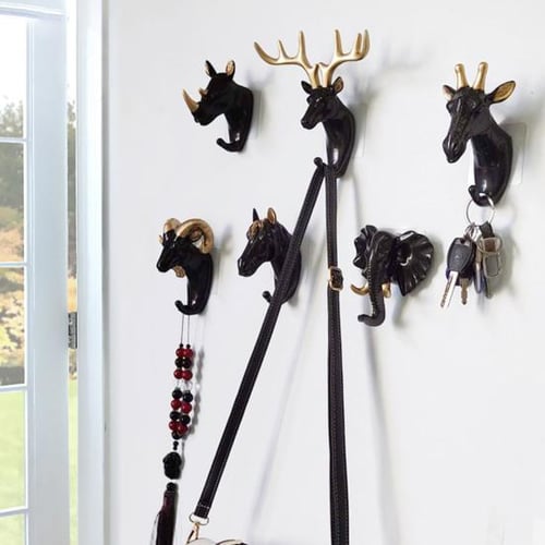 Wall-mounted Punch-free Animal Head Wall Hook - Anti-slip, Clothes