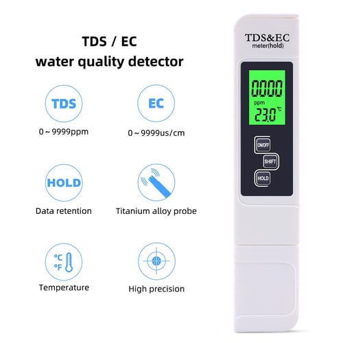 Digital Water Quality Tester, 3 In 1 Tds Meter, Ec Meter And Temperature  Meter, Measuring Range 0-9999ppm, Ideal Water Tester For Drinking Water,  Aqua