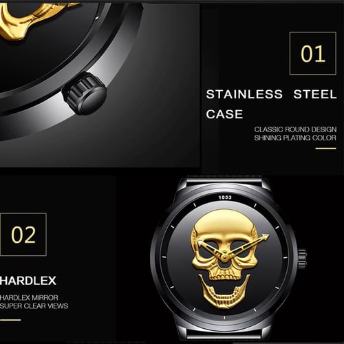 Cool Punk 3D Skull Men's Watch LIGE Brand Luxury Steel Quartz Men's Watch  Waterproof Retro Fashion Gold Black Watch Relogio - buy Cool Punk 3D Skull  Men's Watch LIGE Brand Luxury Steel