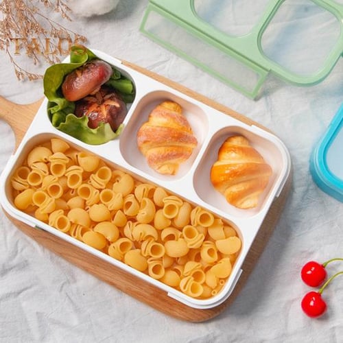 Microwave Safe Plastic Divided Lunch Box With Soup Bowl And Utensils,  Portable Meal Tray For Students And Office Workers, 1set