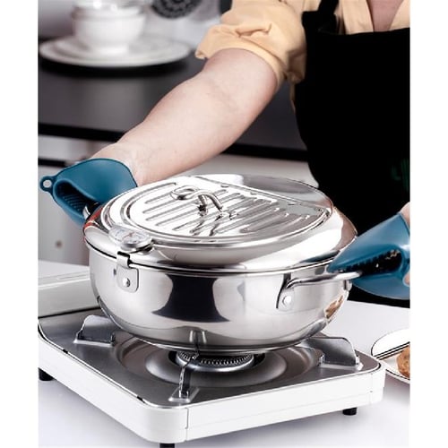 Japanese Deep Frying Pot with a Thermometer and a Lid 304 Stainless Steel  Kitchen Tempura Fryer Pan 20 24 cm pots and - buy Japanese Deep Frying Pot  with a Thermometer and