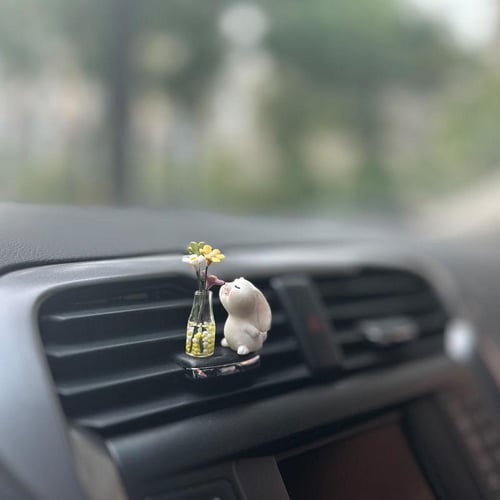 Cute Anime Car Interior Decoration Mini Rabbit And Vase Auto