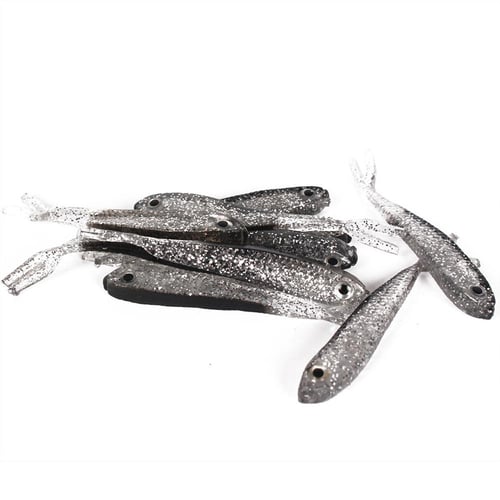 5pcs Small Gray Fish Artificial Lures With Hooks For Freshwater