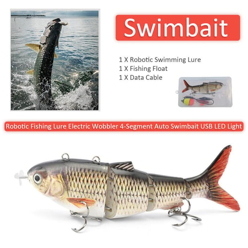lure Robotic Swimming Lure USB Rechargeable LED Light Multi Jointed  Swimbait Inteli Self-Propelling Electric Fishing Tackle
