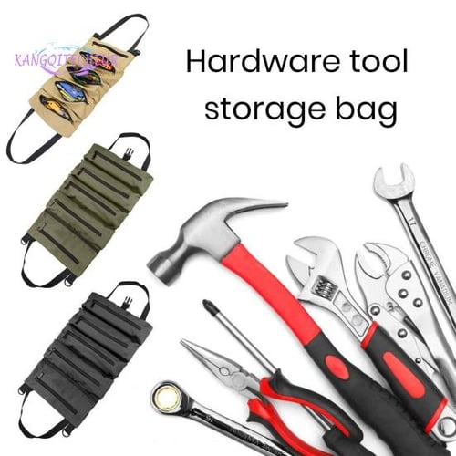 1pc Multi-Purpose Roll Up Tool Bag, Wrench Roll, Canvas Tool Organizer,  Hanging Tool Zipper Carrier Tote, Camping Gear