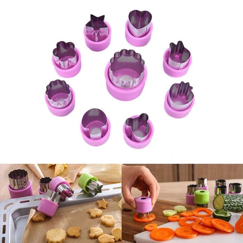 8PCS Vegetable Cutter Shapes Set Mini Fruit Cutters,Flower,Star,Heart Shaped  Kids Food Cutters for Cookie,Biscuit,Pastry Dough,Fruits Fondant Homemade  Baking Tool(Green)