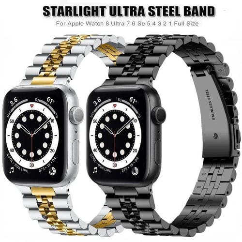 Link Bracelet Correa For Apple Watch Ultra 2 Band 49mm 9 8 7 6 5 4 Se 45mm  41mm 44mm 40mm Stainless Steel Strap for Iwatch 42mm