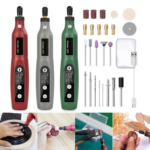 Cheap PDTO New 1 set Mini Drill Electric Grinder Drill Tool USB  Rechargeable Grinder Kit