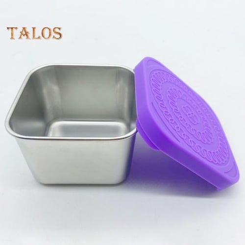 6Pcs Salad Dressing Container Stainless Steel Small Condiment Containers  with Silicone Lids Kitchen Accessories Leak Proof