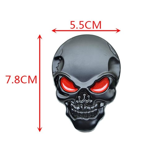 2x 3D Big Black Metal Skull Skeleton Evil Bone Car Emblem Badge