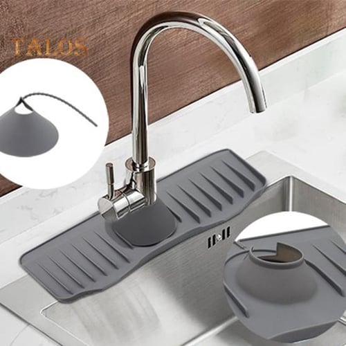 Silicone Kitchen Faucet Mat Sink Splash Pad Drain Pad Bathroom Countertop  Protector Shampoo Soap Dispenser Quick Dry Tray