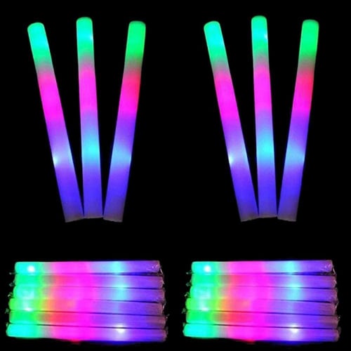 LED Foam Sticks Flashing Glow Sticks Party Supplies Light Up Batons Wands  Glow in the Dark for Wedding Party Raves Concert