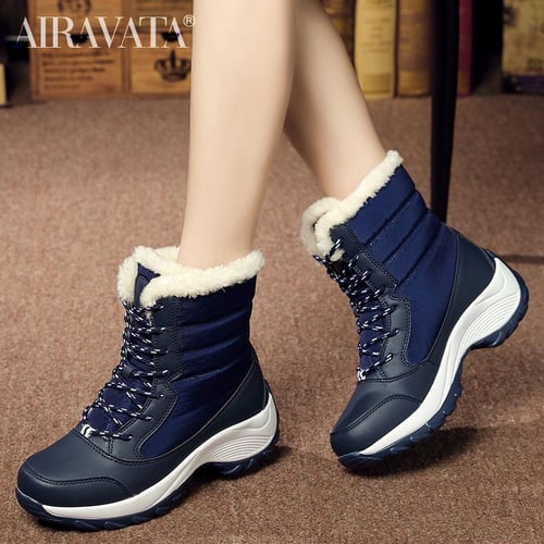 Plus Size 35-42 Winter Casual Women Pumps Warm Ankle Boots Waterproof High  Heels Snow Boots (Color : Black, Shoe Size : 8)