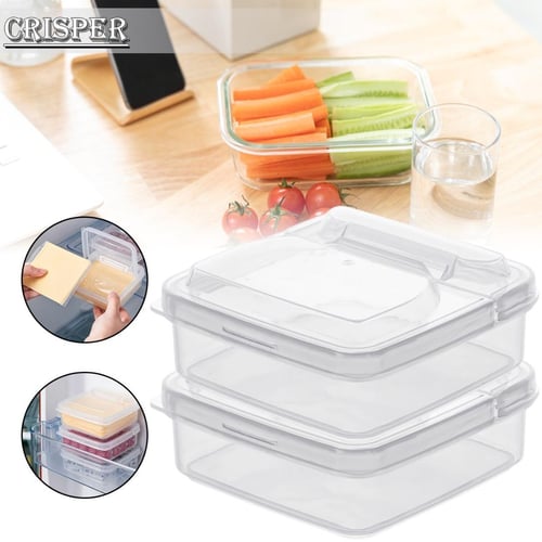 PVC Bacon Box Cheese Food Storage Container with Lid for Refrigerator  Shallow Low Profile Christmas Cookie