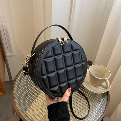 Women Chest Bag Sling Bag Small Crossbody Bag Guitar Strap Purse PU Leather  Satchel Shoulder Bag for Travel,Black 