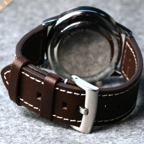 MERJUST 20mm 21mm 22mm Green Black Nylon Leather Watch Strap