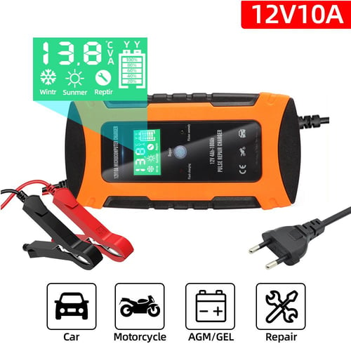 Car Battery Charger 12V Pulse Repair LCD Display Smart Fast Charge AGM Deep  cycle GEL Lead-Acid Charger For Auto Motorcycle - AliExpress